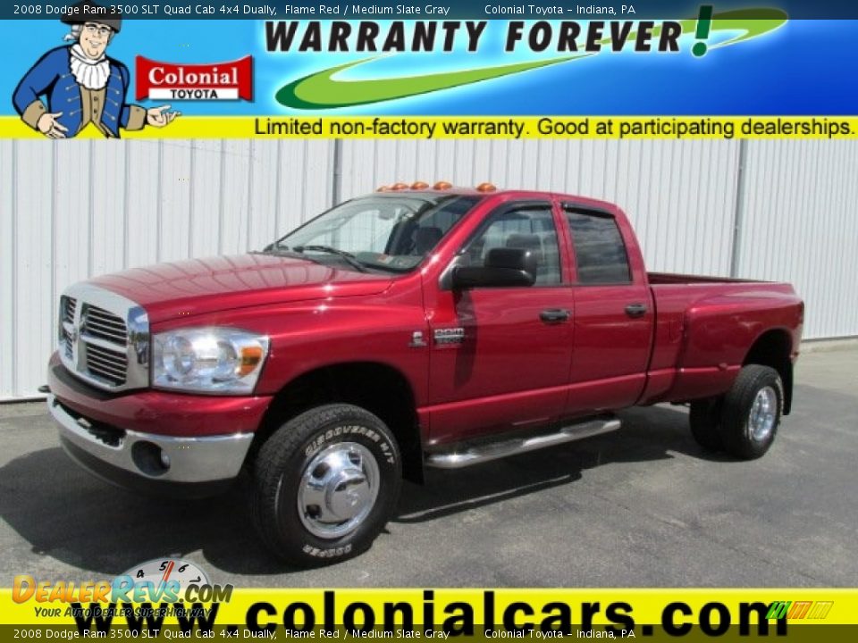 2008 Dodge Ram 3500 SLT Quad Cab 4x4 Dually Flame Red / Medium Slate Gray Photo #1