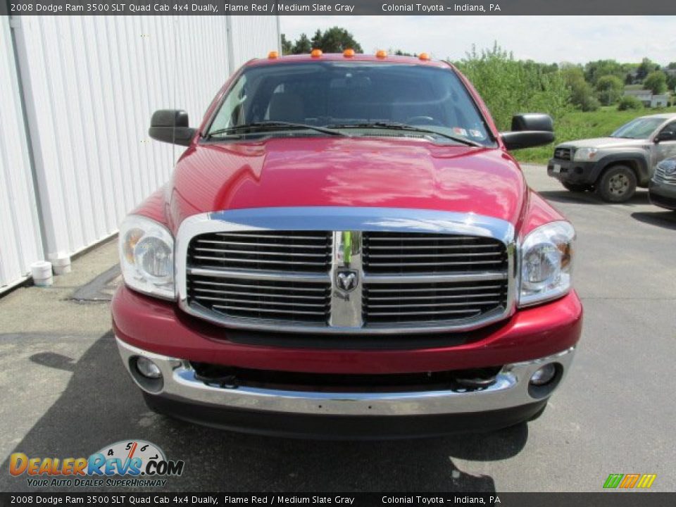 2008 Dodge Ram 3500 SLT Quad Cab 4x4 Dually Flame Red / Medium Slate Gray Photo #3
