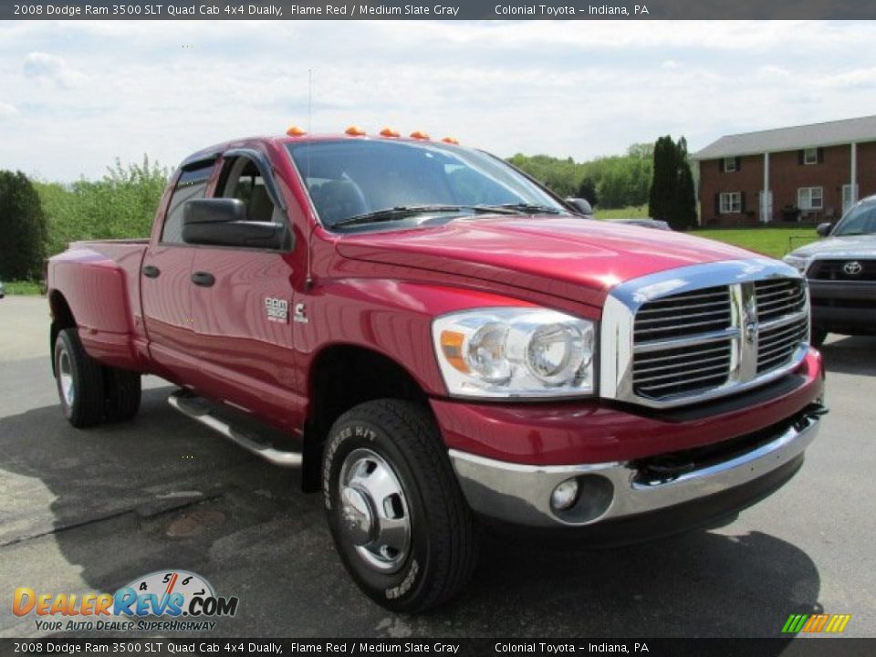 2008 Dodge Ram 3500 SLT Quad Cab 4x4 Dually Flame Red / Medium Slate Gray Photo #4