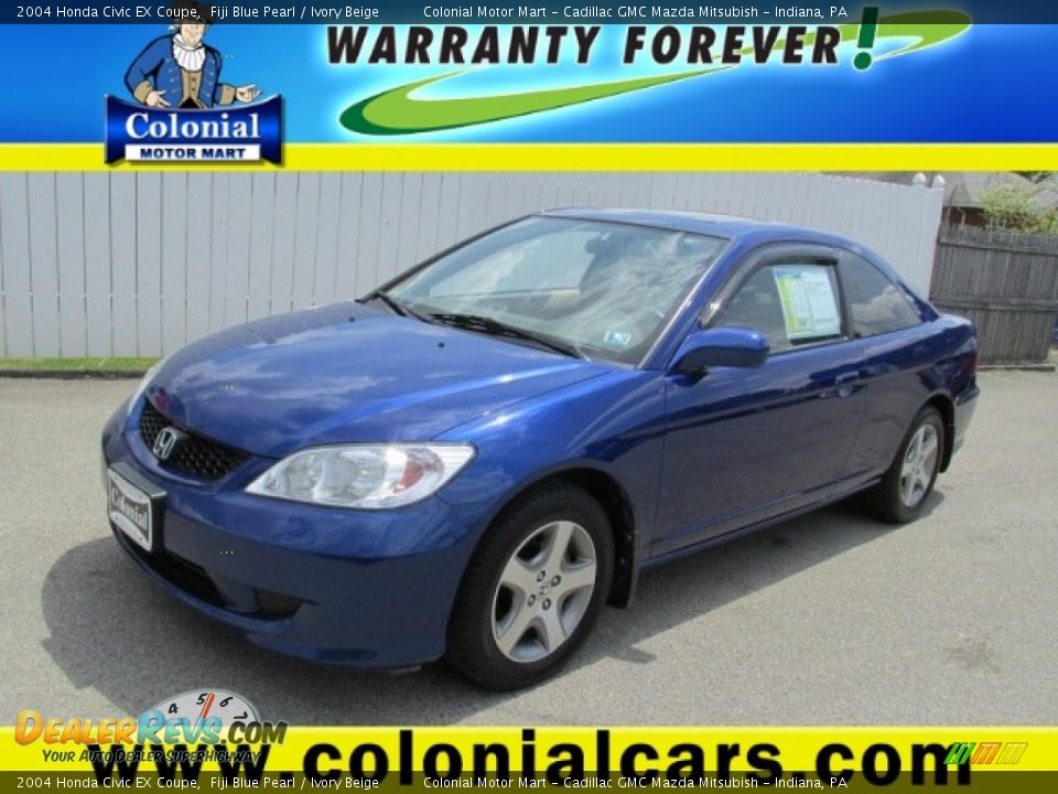 2004 Honda Civic EX Coupe Fiji Blue Pearl / Ivory Beige Photo #1