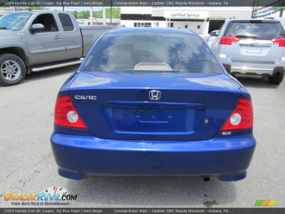 2004 Honda Civic EX Coupe Fiji Blue Pearl / Ivory Beige Photo #8