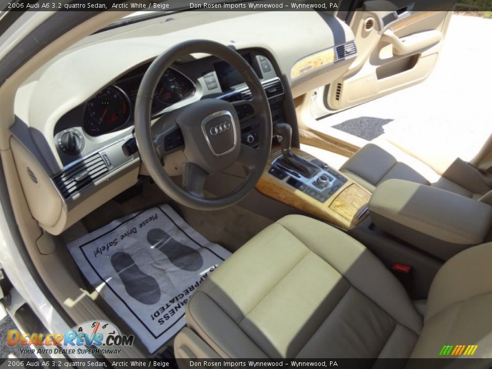 2006 Audi A6 3.2 quattro Sedan Arctic White / Beige Photo #15
