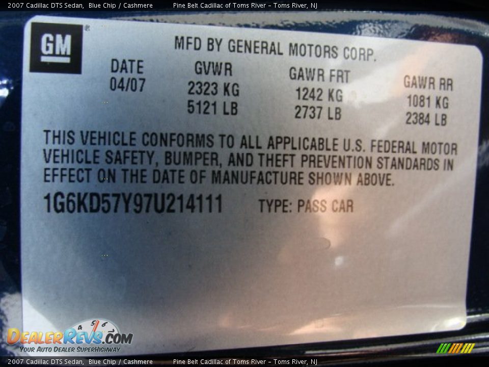 2007 Cadillac DTS Sedan Blue Chip / Cashmere Photo #11