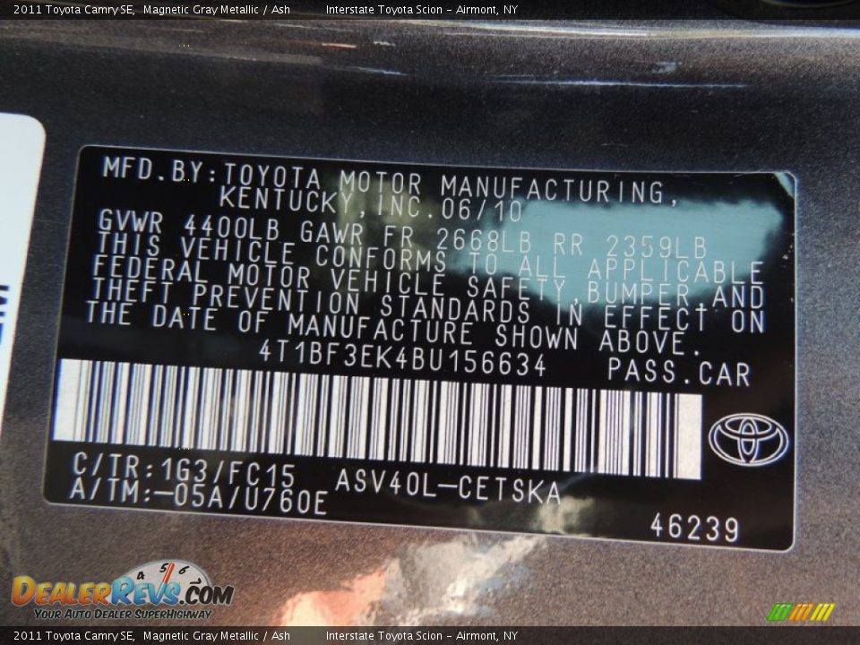 2011 Toyota Camry SE Magnetic Gray Metallic / Ash Photo #26
