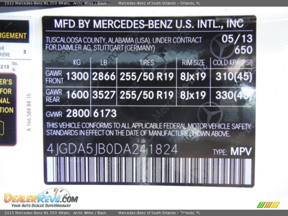 2013 Mercedes-Benz ML 350 4Matic Arctic White / Black Photo #12