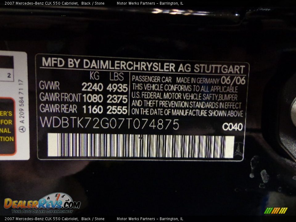 2007 Mercedes-Benz CLK 550 Cabriolet Black / Stone Photo #24