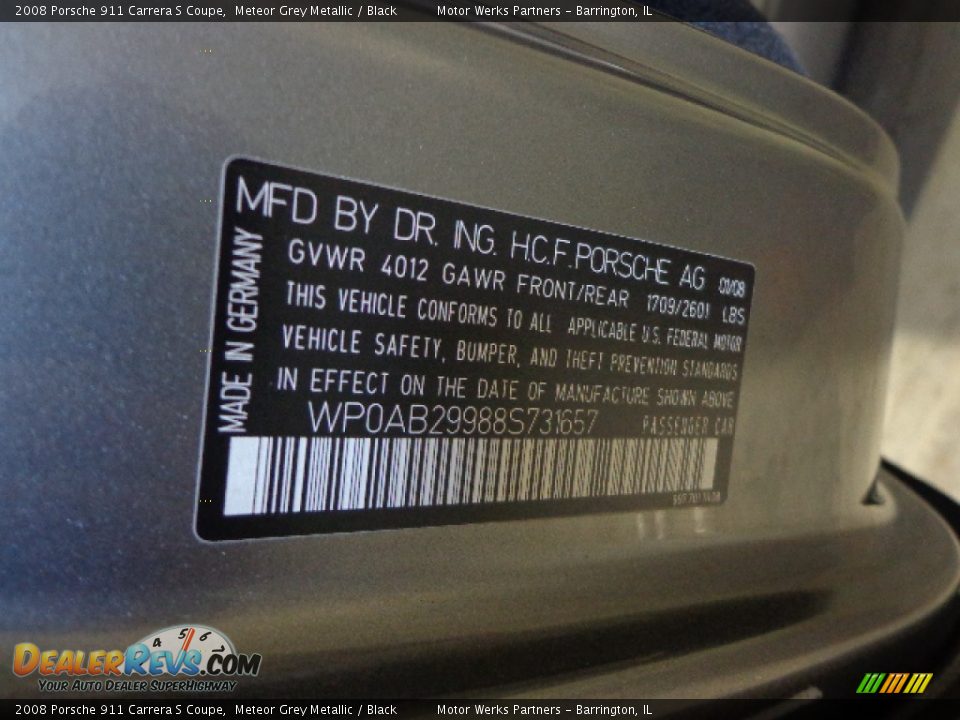2008 Porsche 911 Carrera S Coupe Meteor Grey Metallic / Black Photo #20