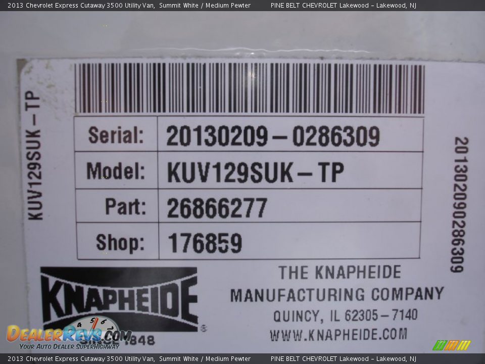 2013 Chevrolet Express Cutaway 3500 Utility Van Summit White / Medium Pewter Photo #22