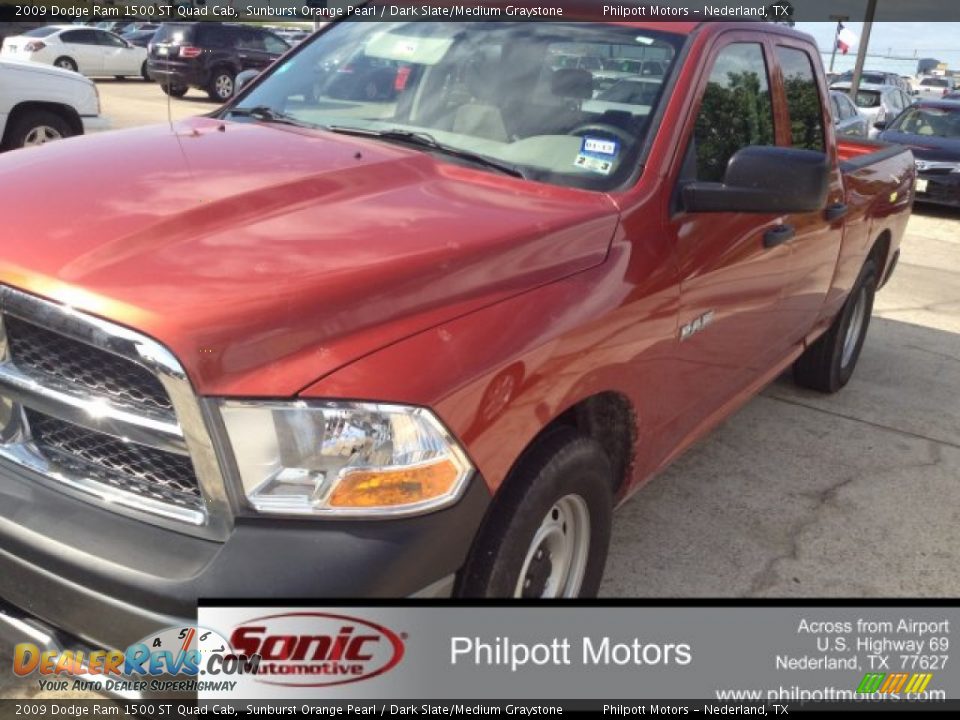 2009 Dodge Ram 1500 ST Quad Cab Sunburst Orange Pearl / Dark Slate/Medium Graystone Photo #1