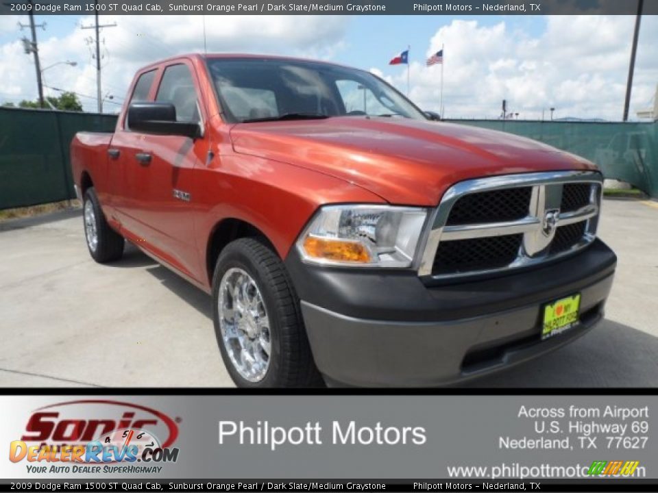 2009 Dodge Ram 1500 ST Quad Cab Sunburst Orange Pearl / Dark Slate/Medium Graystone Photo #8