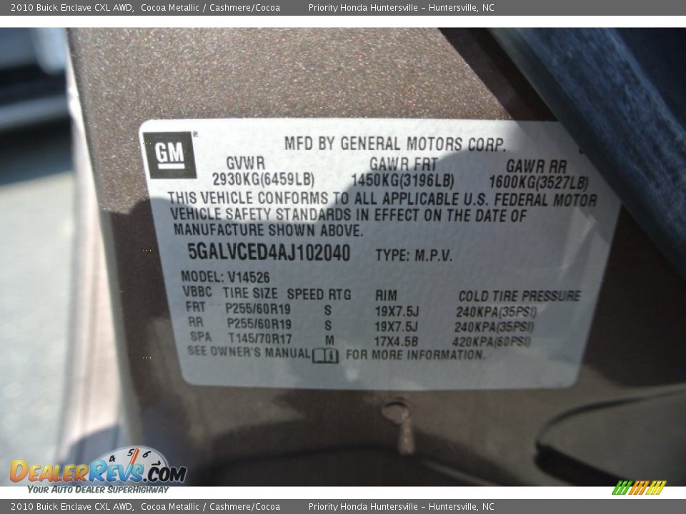 2010 Buick Enclave CXL AWD Cocoa Metallic / Cashmere/Cocoa Photo #7