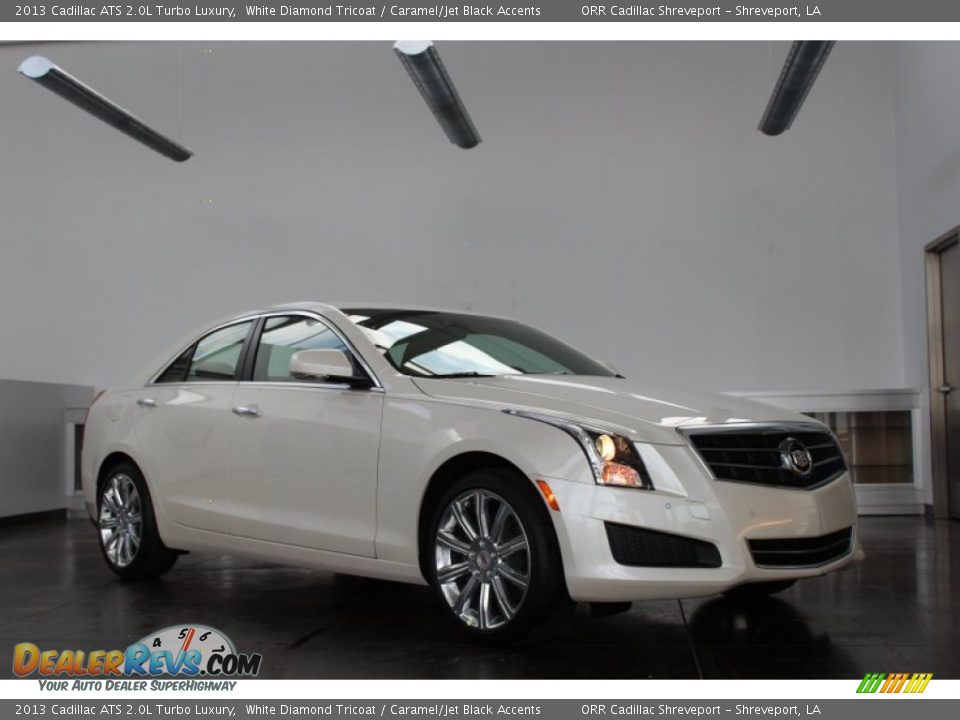 2013 Cadillac ATS 2.0L Turbo Luxury White Diamond Tricoat / Caramel/Jet Black Accents Photo #1