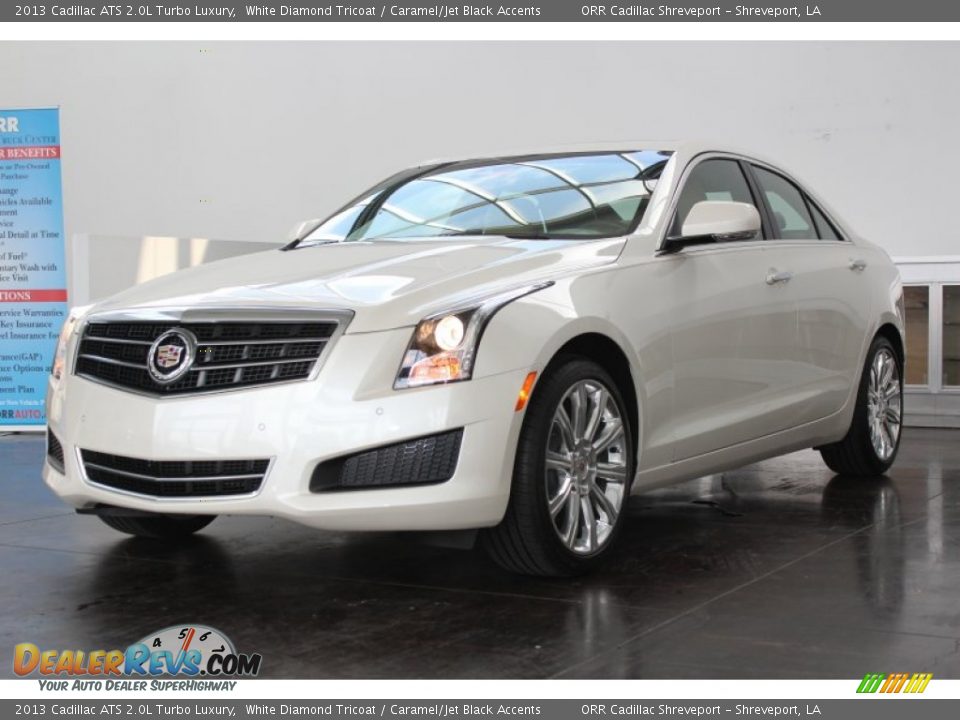 2013 Cadillac ATS 2.0L Turbo Luxury White Diamond Tricoat / Caramel/Jet Black Accents Photo #2