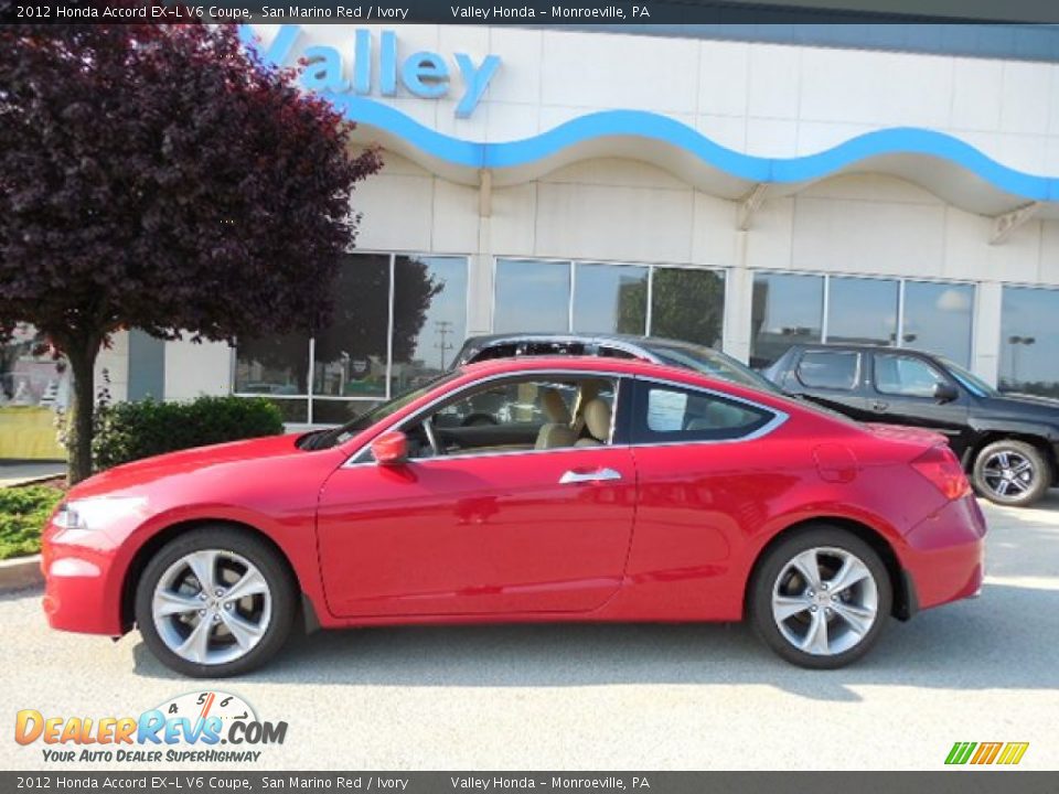 2012 Honda Accord EX-L V6 Coupe San Marino Red / Ivory Photo #2