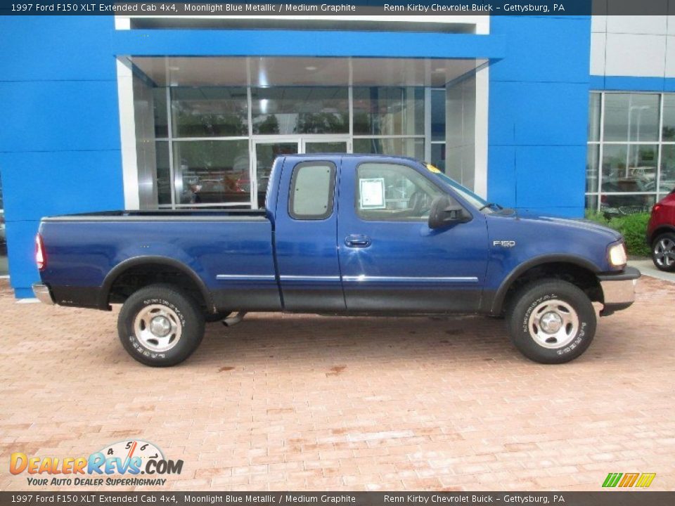 Moonlight Blue Metallic 1997 Ford F150 XLT Extended Cab 4x4 Photo #3