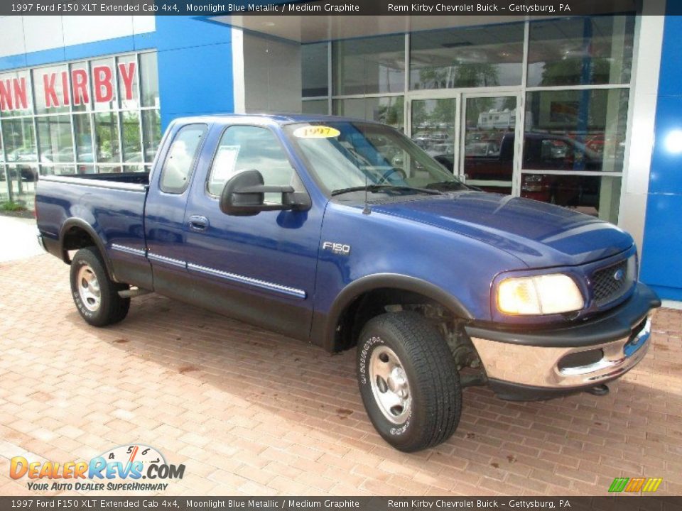 1997 Ford F150 XLT Extended Cab 4x4 Moonlight Blue Metallic / Medium Graphite Photo #12