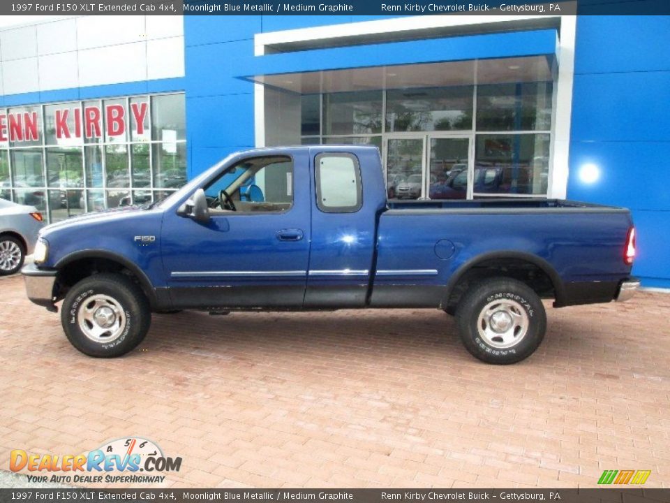 1997 Ford F150 XLT Extended Cab 4x4 Moonlight Blue Metallic / Medium Graphite Photo #13
