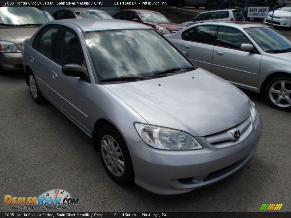 2005 Honda Civic LX Sedan Satin Silver Metallic / Gray Photo #1