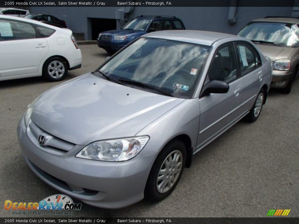 2005 Honda Civic LX Sedan Satin Silver Metallic / Gray Photo #3