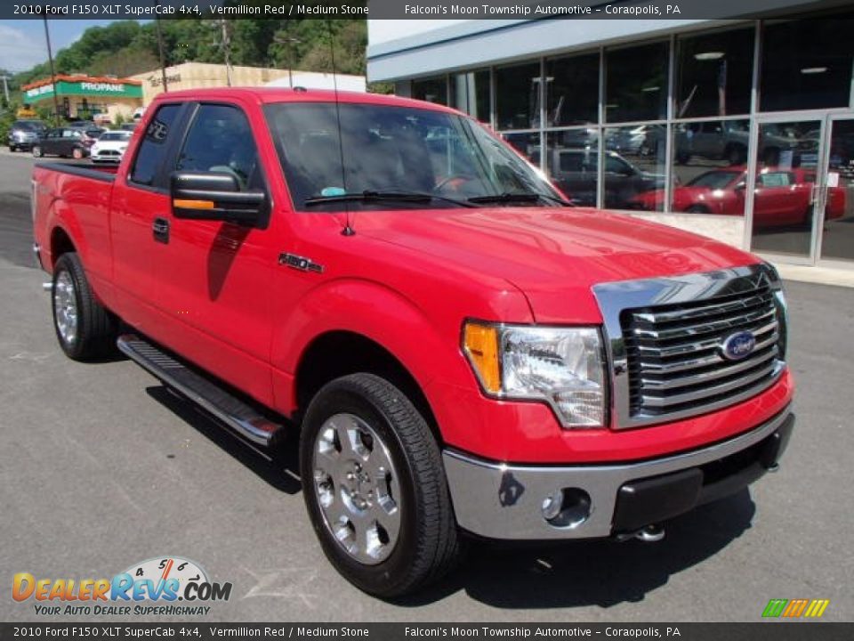 2010 Ford F150 XLT SuperCab 4x4 Vermillion Red / Medium Stone Photo #2