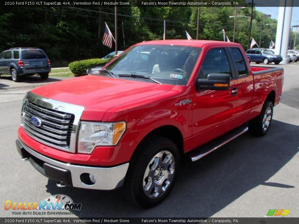 2010 Ford F150 XLT SuperCab 4x4 Vermillion Red / Medium Stone Photo #4