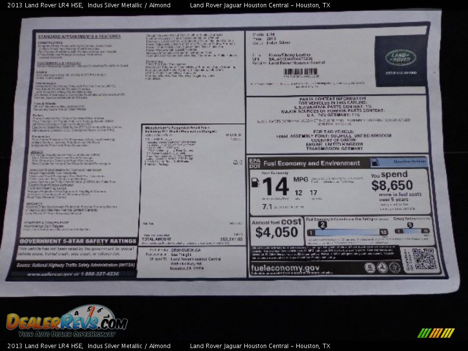 2013 Land Rover LR4 HSE Indus Silver Metallic / Almond Photo #10