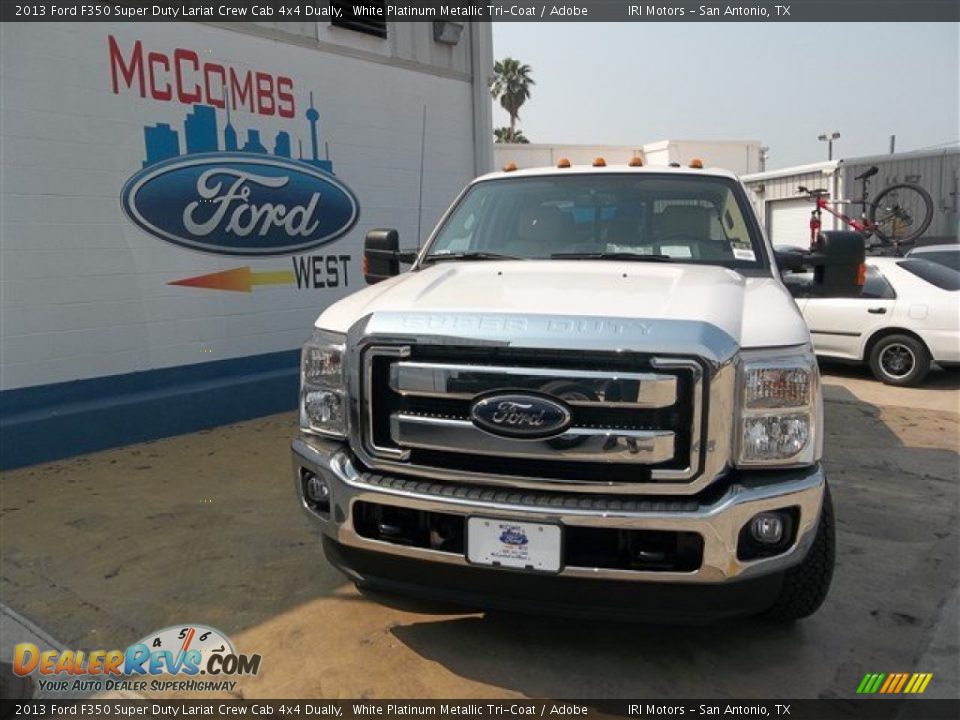 2013 Ford F350 Super Duty Lariat Crew Cab 4x4 Dually White Platinum Metallic Tri-Coat / Adobe Photo #1