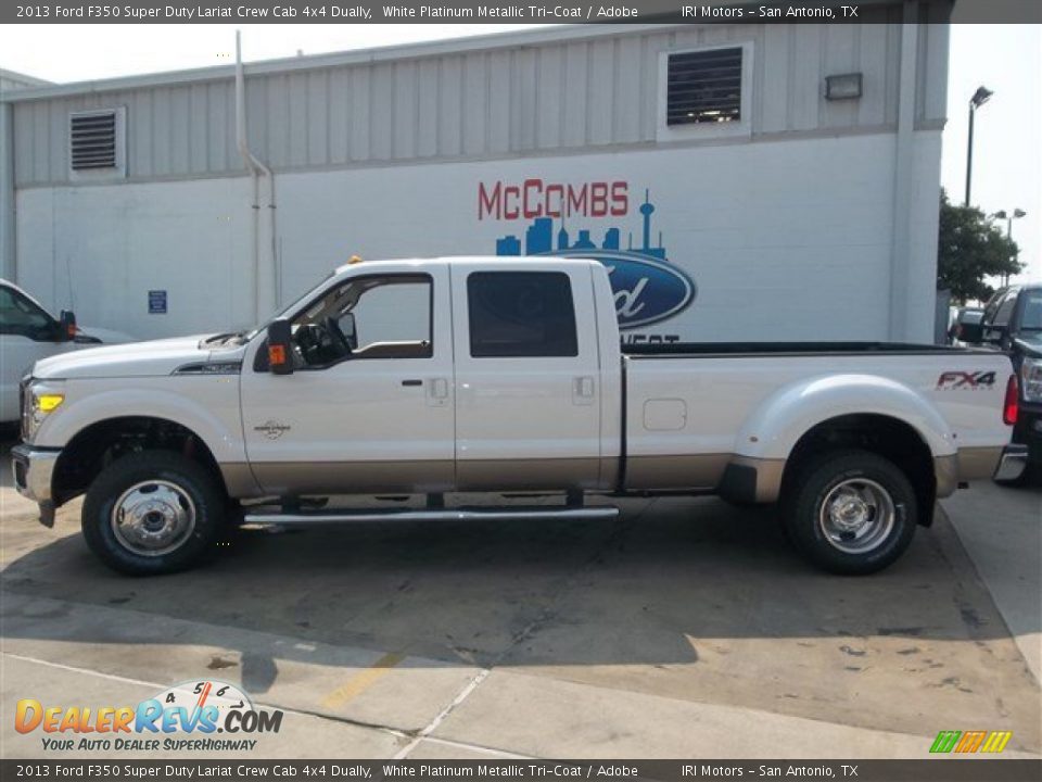 2013 Ford F350 Super Duty Lariat Crew Cab 4x4 Dually White Platinum Metallic Tri-Coat / Adobe Photo #3