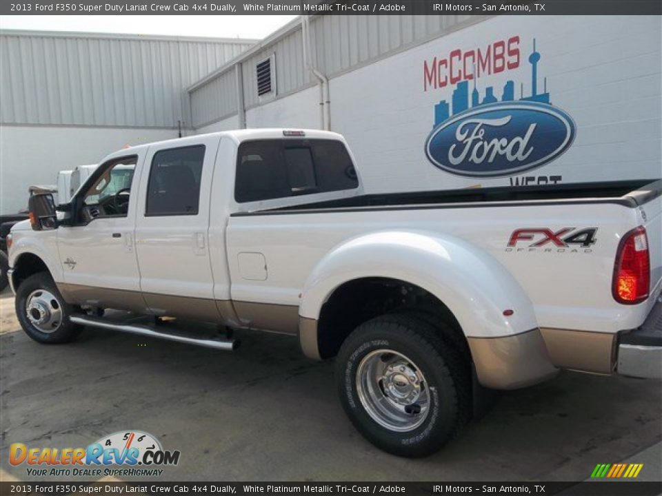 2013 Ford F350 Super Duty Lariat Crew Cab 4x4 Dually White Platinum Metallic Tri-Coat / Adobe Photo #4