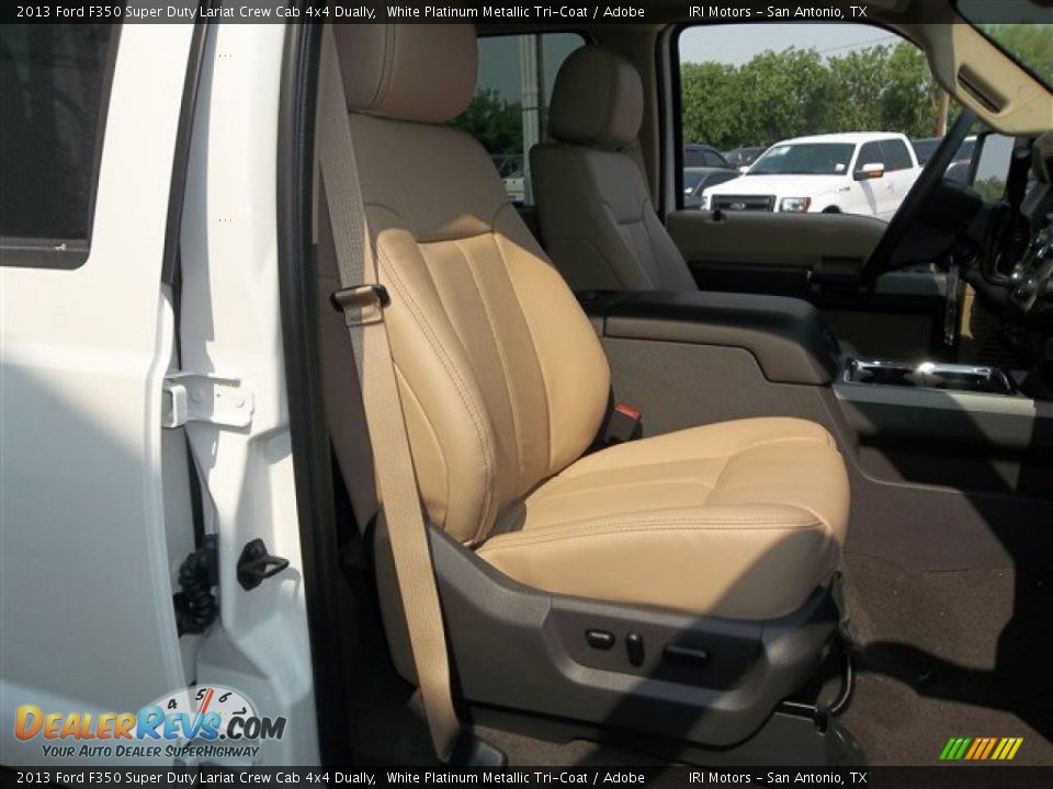 2013 Ford F350 Super Duty Lariat Crew Cab 4x4 Dually White Platinum Metallic Tri-Coat / Adobe Photo #12