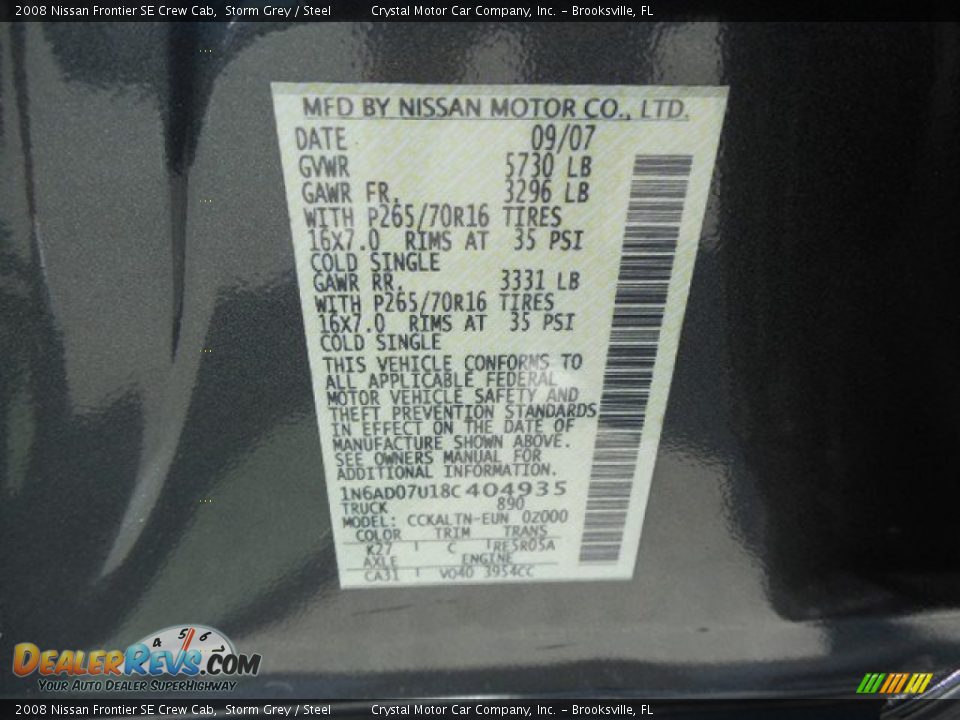 2008 Nissan Frontier SE Crew Cab Storm Grey / Steel Photo #22