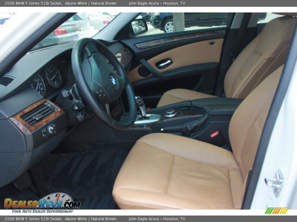 2008 BMW 5 Series 528i Sedan Alpine White / Natural Brown Photo #10
