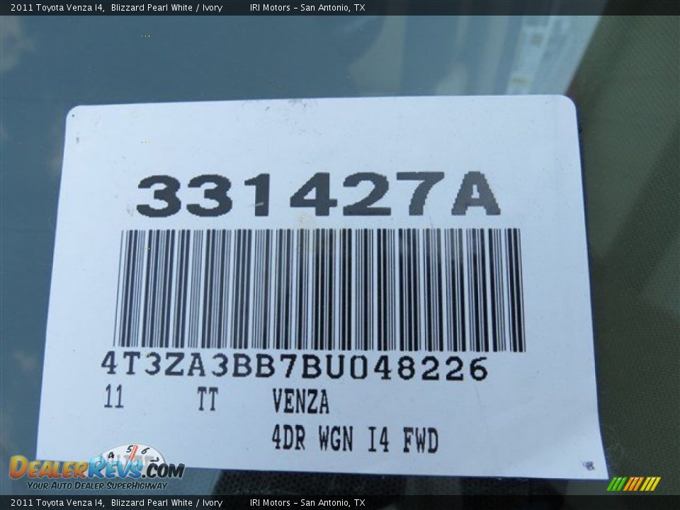 2011 Toyota Venza I4 Blizzard Pearl White / Ivory Photo #18