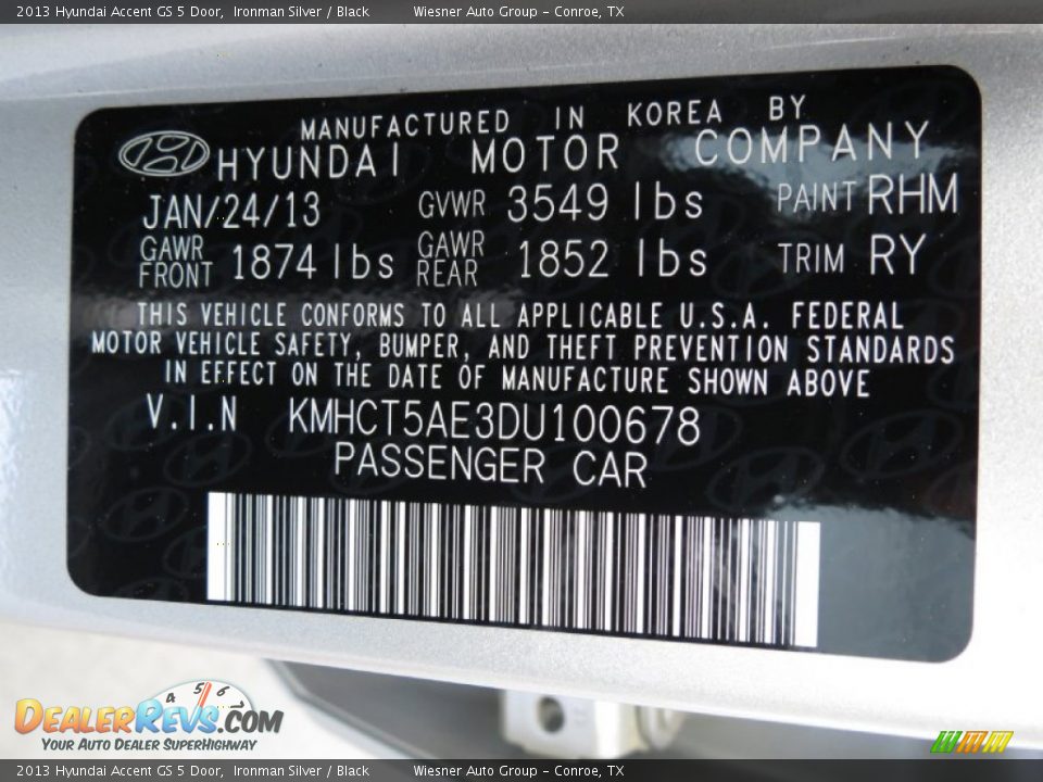 2013 Hyundai Accent GS 5 Door Ironman Silver / Black Photo #4