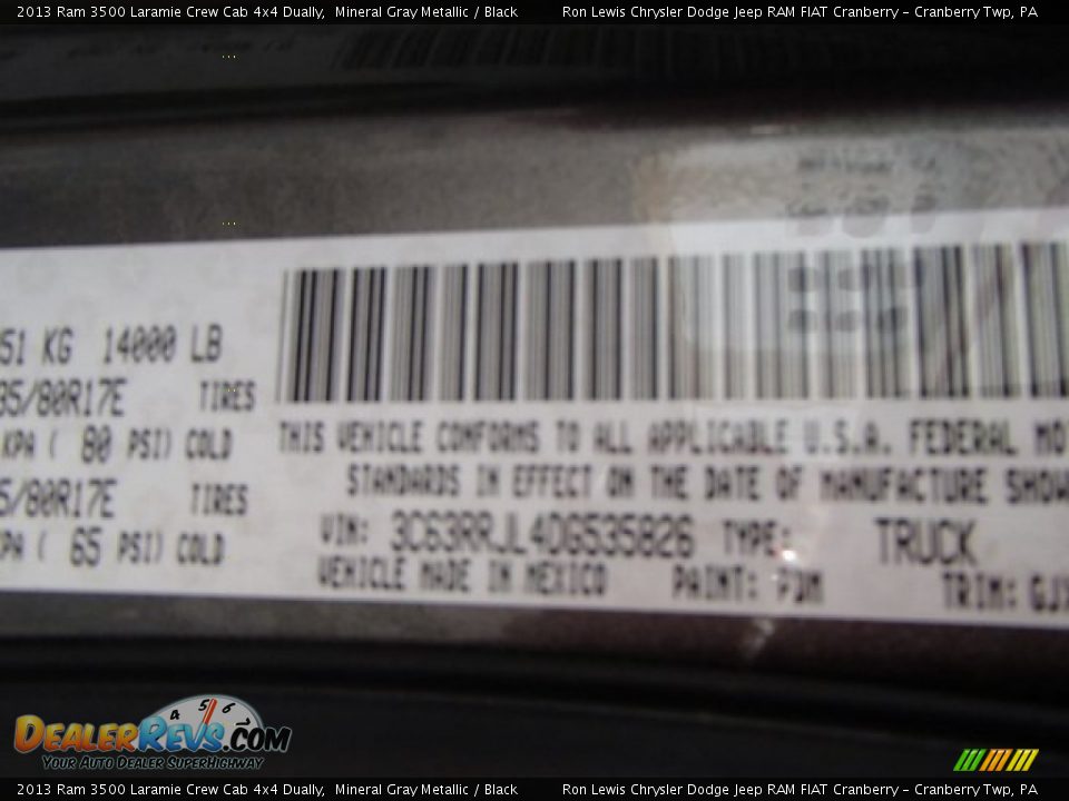 2013 Ram 3500 Laramie Crew Cab 4x4 Dually Mineral Gray Metallic / Black Photo #20