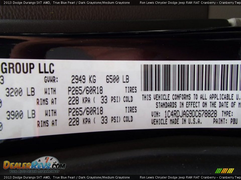 2013 Dodge Durango SXT AWD True Blue Pearl / Dark Graystone/Medium Graystone Photo #20