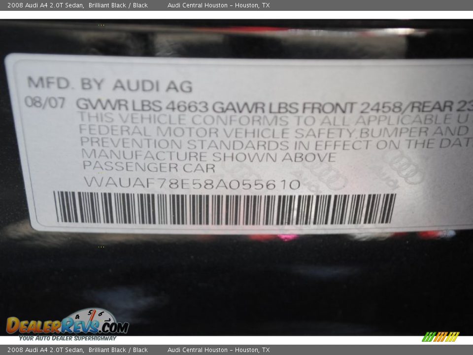 2008 Audi A4 2.0T Sedan Brilliant Black / Black Photo #32