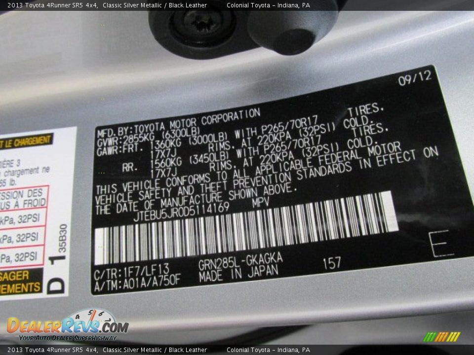 2013 Toyota 4Runner SR5 4x4 Classic Silver Metallic / Black Leather Photo #19