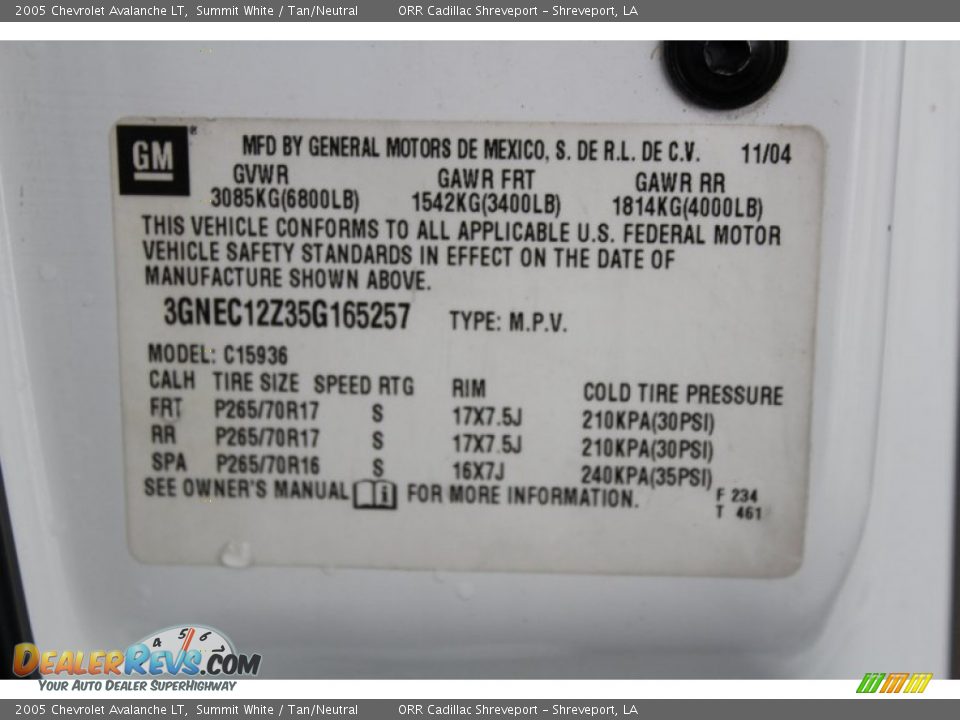 2005 Chevrolet Avalanche LT Summit White / Tan/Neutral Photo #30