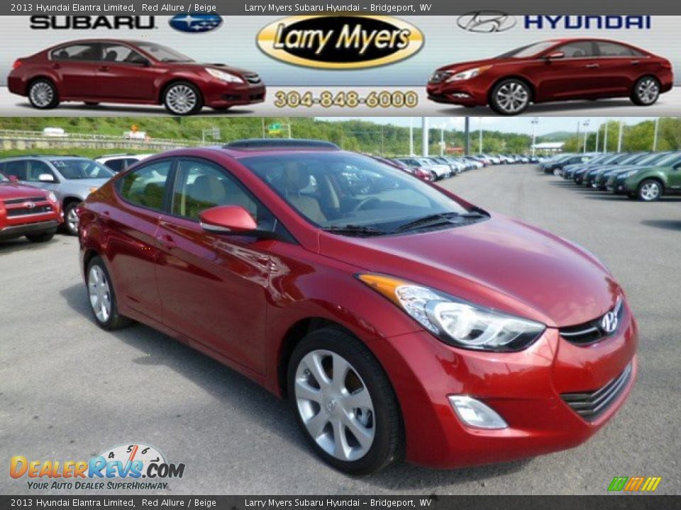 2013 Hyundai Elantra Limited Red Allure / Beige Photo #1