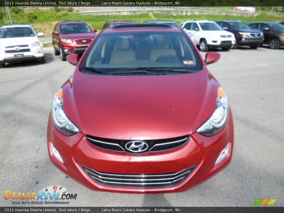 2013 Hyundai Elantra Limited Red Allure / Beige Photo #2
