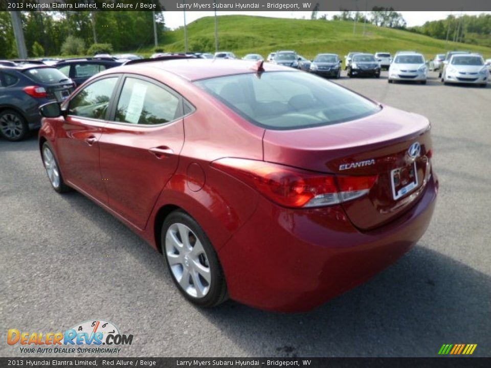 2013 Hyundai Elantra Limited Red Allure / Beige Photo #5