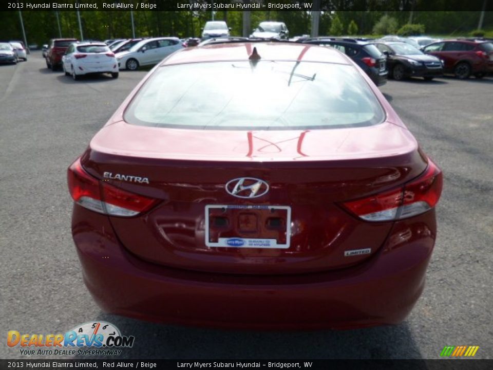 2013 Hyundai Elantra Limited Red Allure / Beige Photo #6