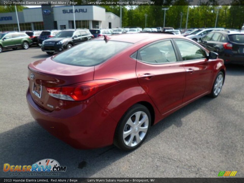 2013 Hyundai Elantra Limited Red Allure / Beige Photo #7
