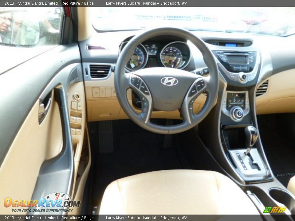 2013 Hyundai Elantra Limited Red Allure / Beige Photo #15