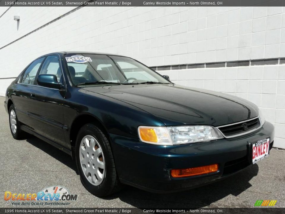 1996 Honda Accord LX V6 Sedan Sherwood Green Pearl Metallic / Beige Photo #2