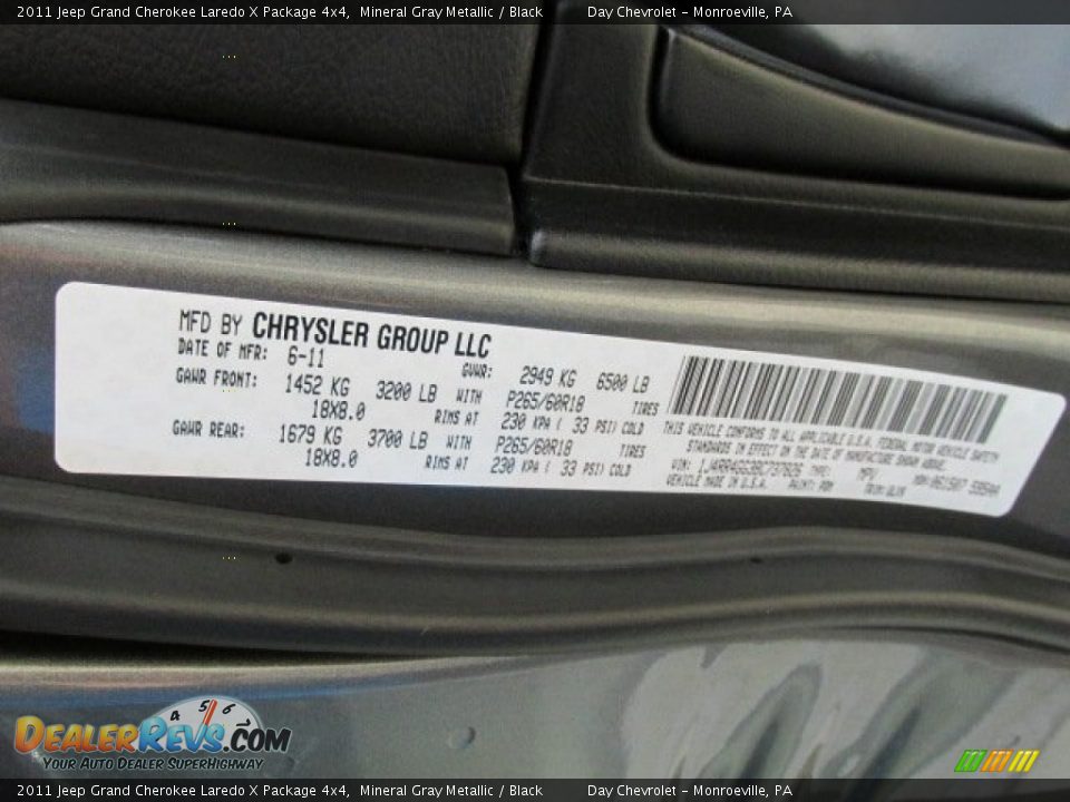 2011 Jeep Grand Cherokee Laredo X Package 4x4 Mineral Gray Metallic / Black Photo #19