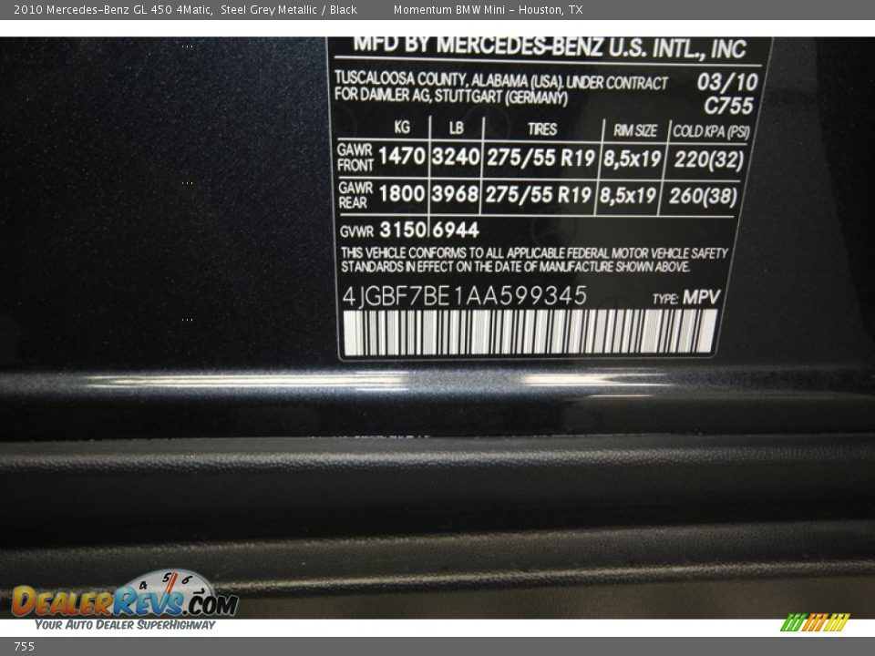 Mercedes-Benz Color Code 755 Steel Grey Metallic