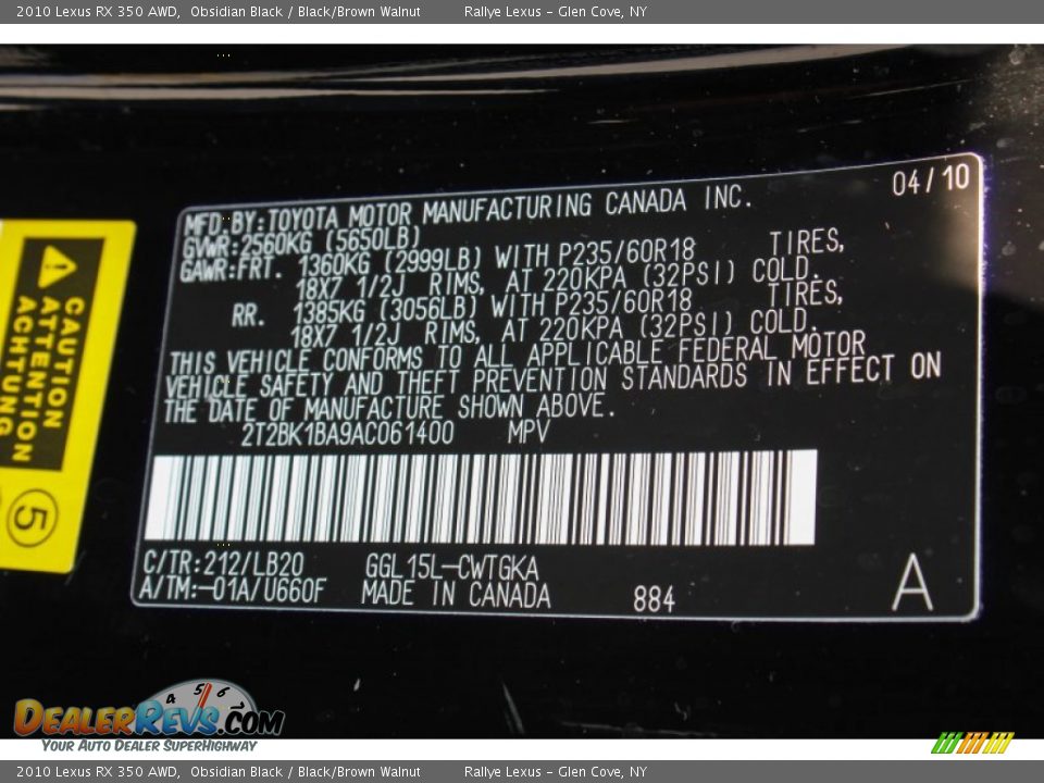 2010 Lexus RX 350 AWD Obsidian Black / Black/Brown Walnut Photo #22