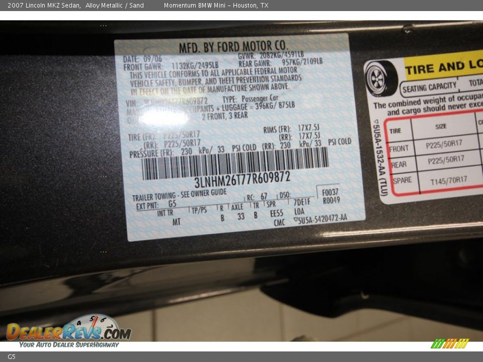 Lincoln Color Code G5 Alloy Metallic
